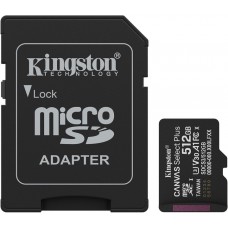 Kingston 512GB microSD Class10 A1 (V10) Canvas Select Plus Gen3 +SD adapter